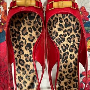 Anne Klein iFlex Manmade Red Shoes w/Bold Animal Print Insole Design Size 10M